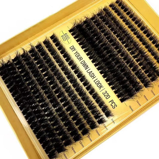 60D/80D Russian Volume Mink Eyelash Clusters (320 Pieces)